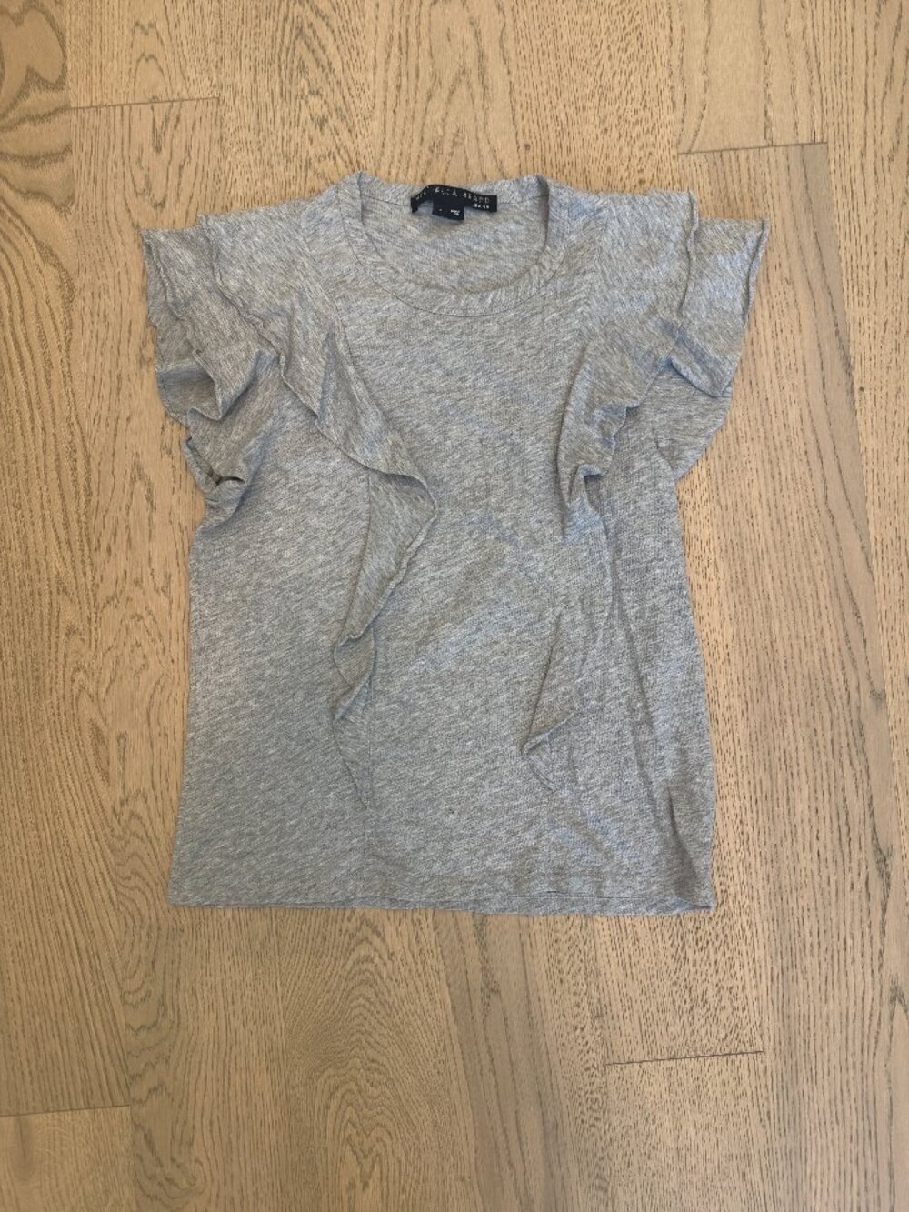Veronica Beard Bea Ruffle Tee Gray Size M VGUC